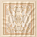 Soft Structure silk scarf by Glyph, featuring layered geometric forms in champagne, cream, beige and soft gold tones.